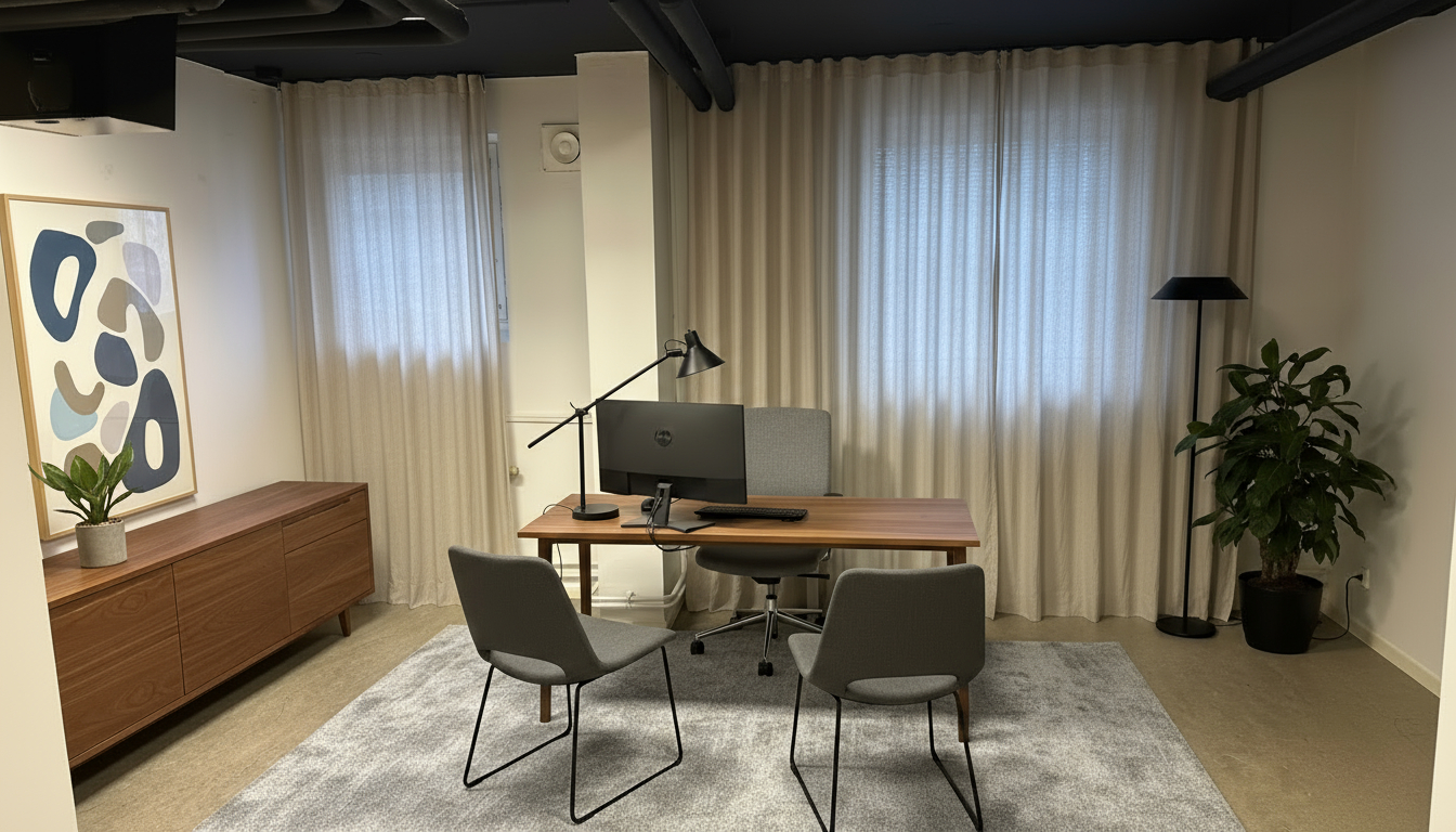 Inspirationsbild. Inrett kontorsrum med hjälp av AI.