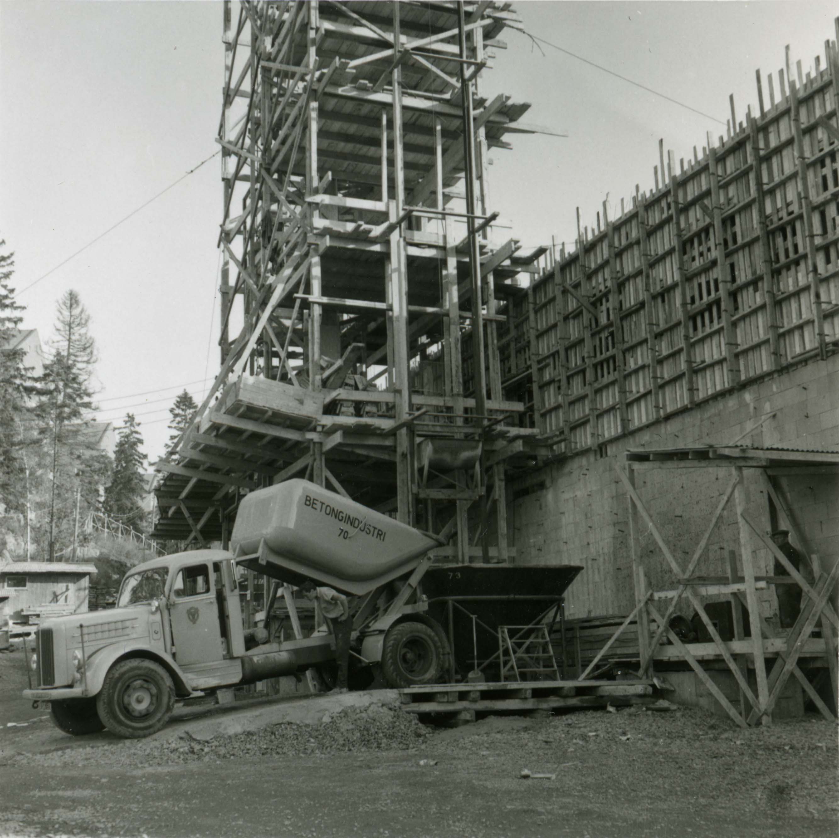 Björkhagens centrum, byggbild, 1958