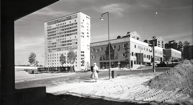 Svartvit bild från Duggregnet på 50-talet.
