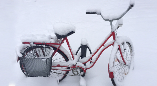 Snötäckt cykel
