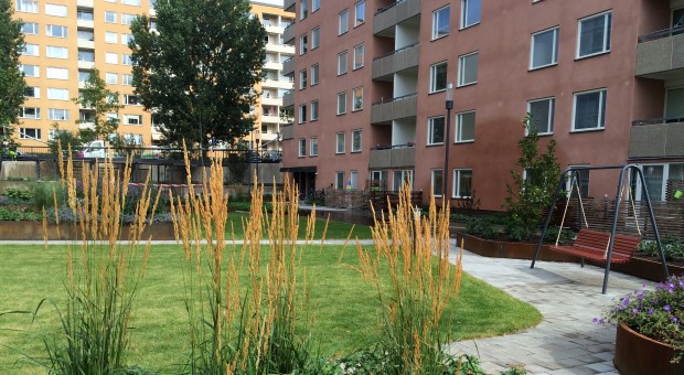 en av de nyrenoverade gårdarna med ett upprustat hus