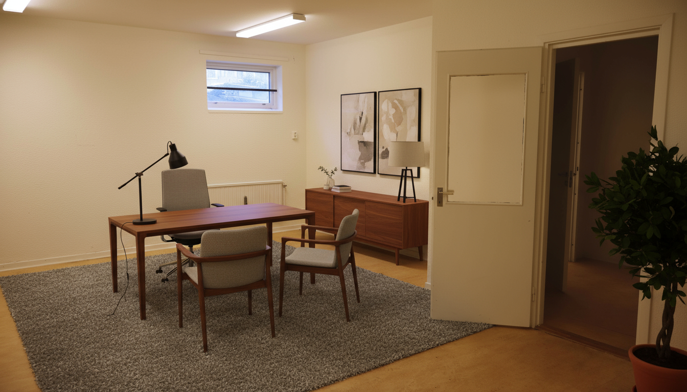 AI-redigerad bild som har inrett ytan till kontor.