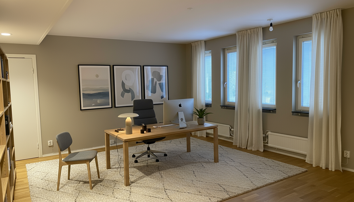 AI-redigerad bild på inrett kontor inuti lokalen.