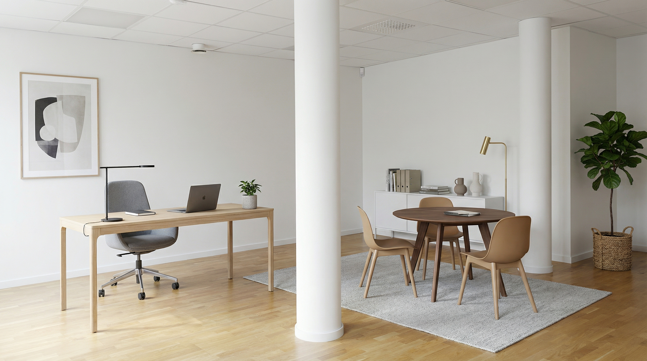 AI-genererad visionsbild på inredd kontorsyta
