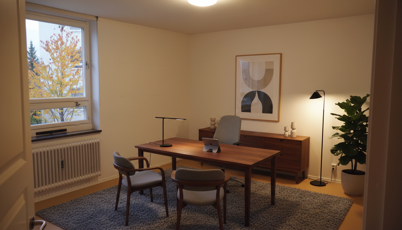 AI-genererad bild för att visa hur inrett kontor kan se ut