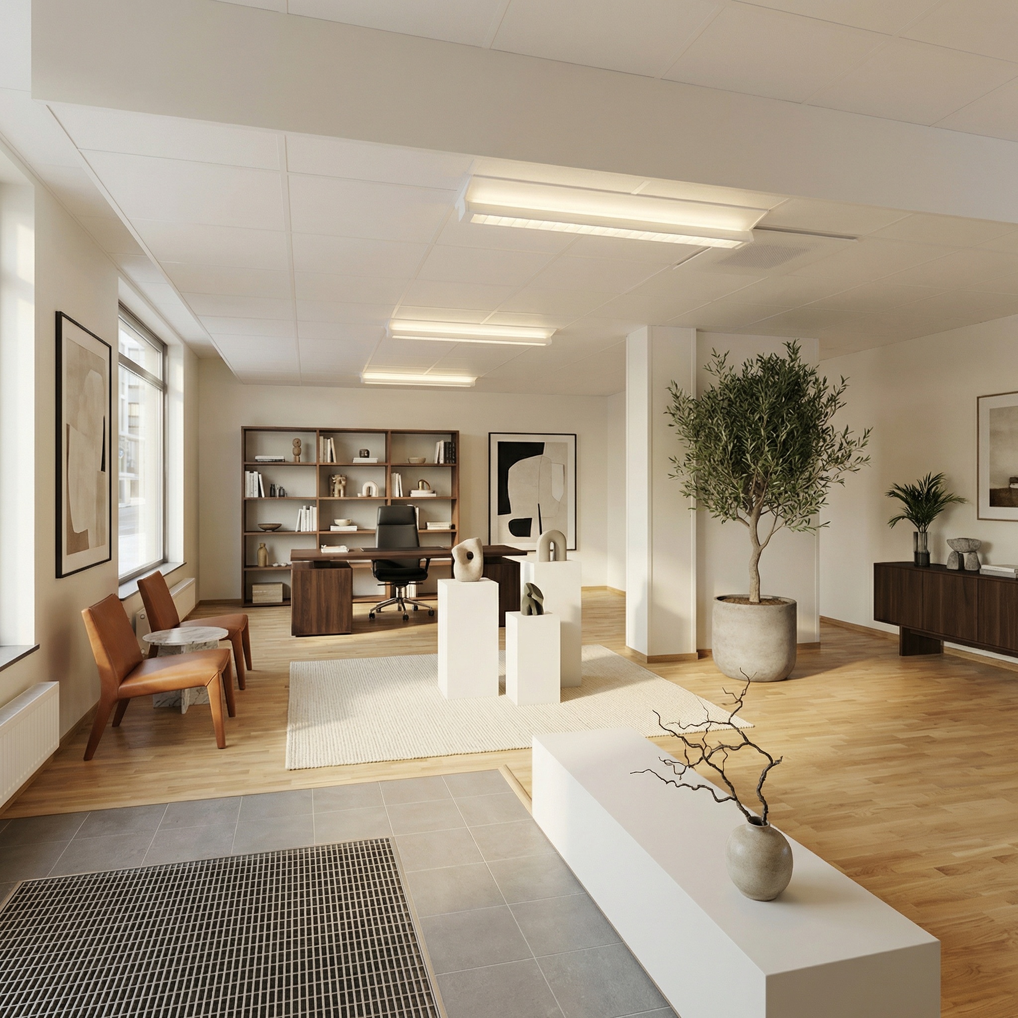 AI-genererad visionsbild på inrett kontorsutrymme