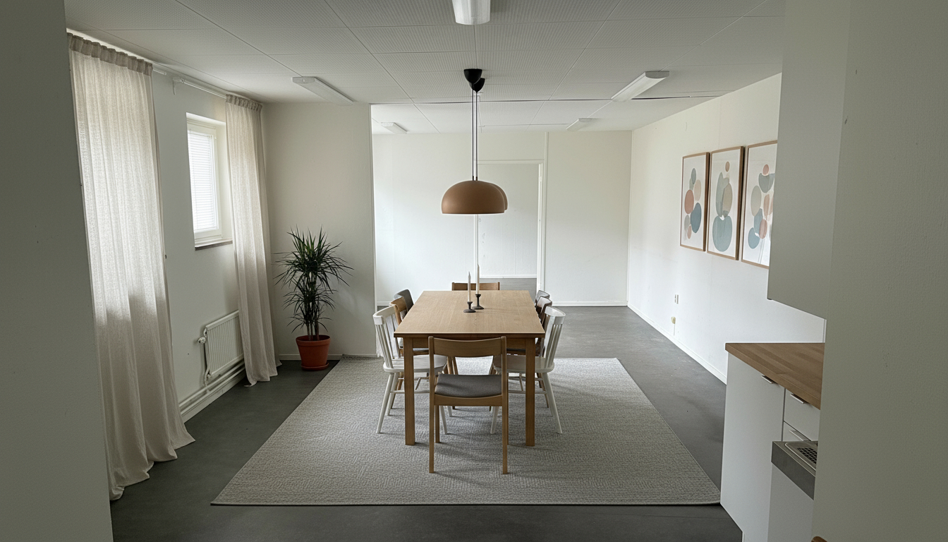 AI-genererad bild som visar på hur man kan inreda lokalen