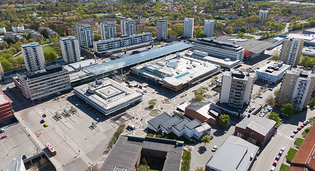 Flygbild över Vällingby Centrum