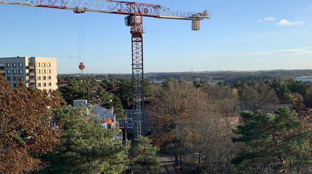 Vy från översta våningen i punkthus