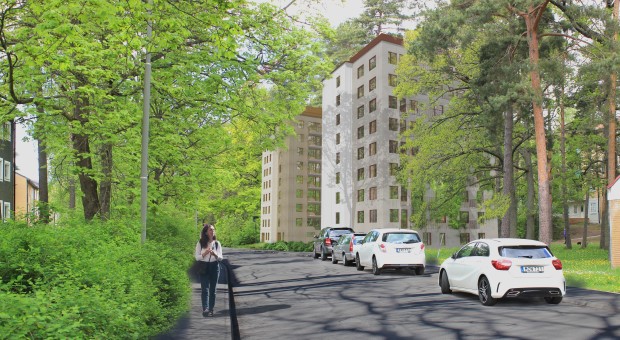 Arkitektskiss på kvarteret Greken