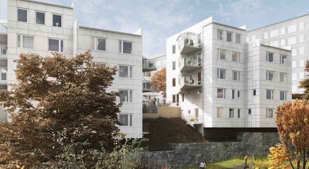 Arkitektskiss Nybohovsbacken hus 11 och 12