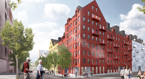 Kvarteret Persikan, Svenska Bostäders hus i hörnet Barnängsgatan/Bondegatan