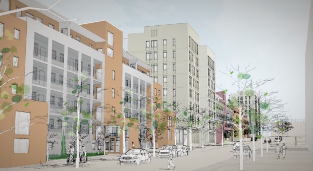 arkitektskiss Rinkeby alle, ny gata