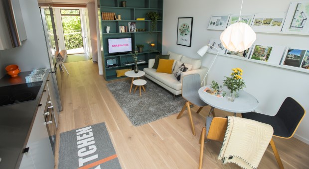 Snabba hus lägenhet, vardagsrum med kök