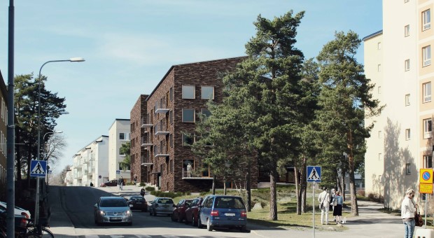 Arkitektskiss på kvarteret Söderarm i Kärrtorp