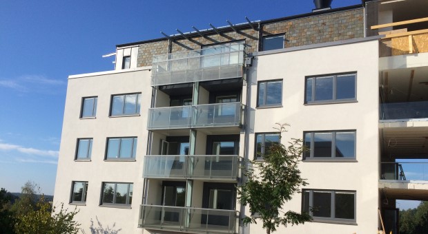 Det nyupprustade huset med sex påbyggda lägenheter
