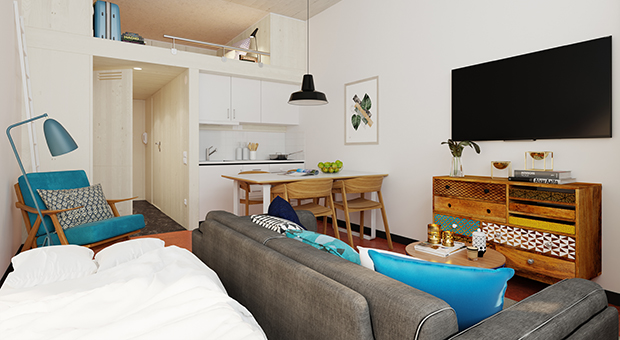 Inredd typlägenhet 1626 i kv. Vallgossen 25 kvm med kokvrå och loft
